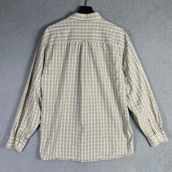 Saddlebred Beige Plaid Long Sleeve Button Up Shirt Men’s XL 100% Cotton - Picture 3 of 9